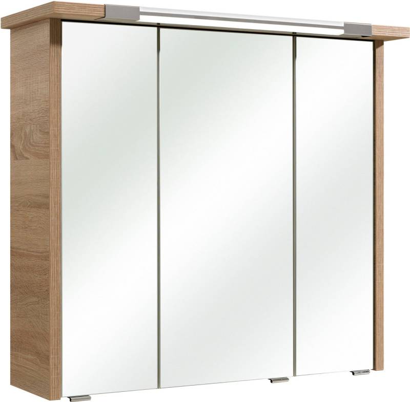 Saphir Spiegelschrank Quickset 382 Badschrank, 3 Spiegeltüren, 6 Einlegeböden, 75 cm breit inkl. LED-Beleuchtung, Türdämpfer, Schalter-/Steckdosenkombination von Saphir