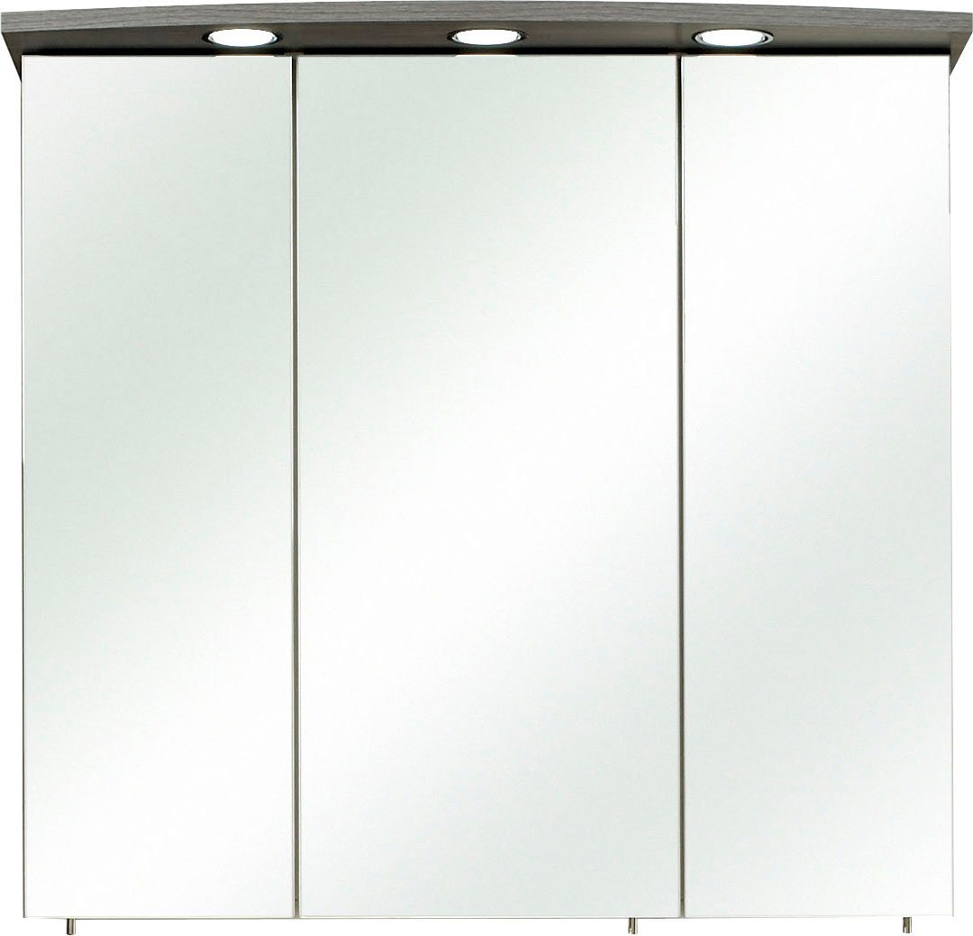 Saphir Spiegelschrank Quickset 916 Badschrank, 3 Spiegeltüren, 6 Einlegeböden, 75 cm breit inkl. LED-Beleuchtung, Türdämpfer, Schalter-/Steckdosenkombination von Saphir