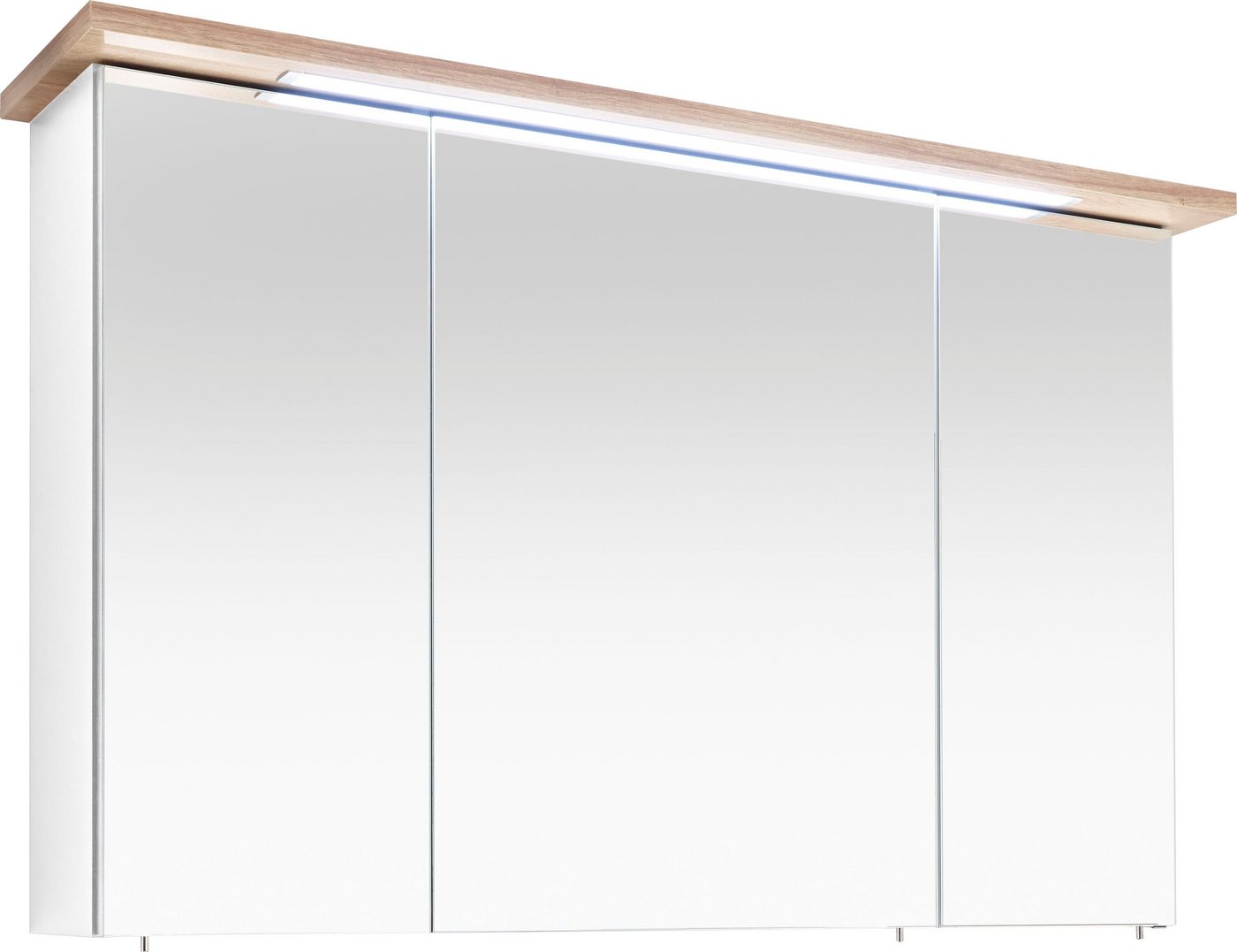 Saphir Spiegelschrank Quickset 923 Badschrank, 3 Spiegeltüren, 6 Einlegeböden, 115 cm breit inkl. LED-Beleuchtung, Türdämpfer, Schalter-/Steckdosenkombination von Saphir