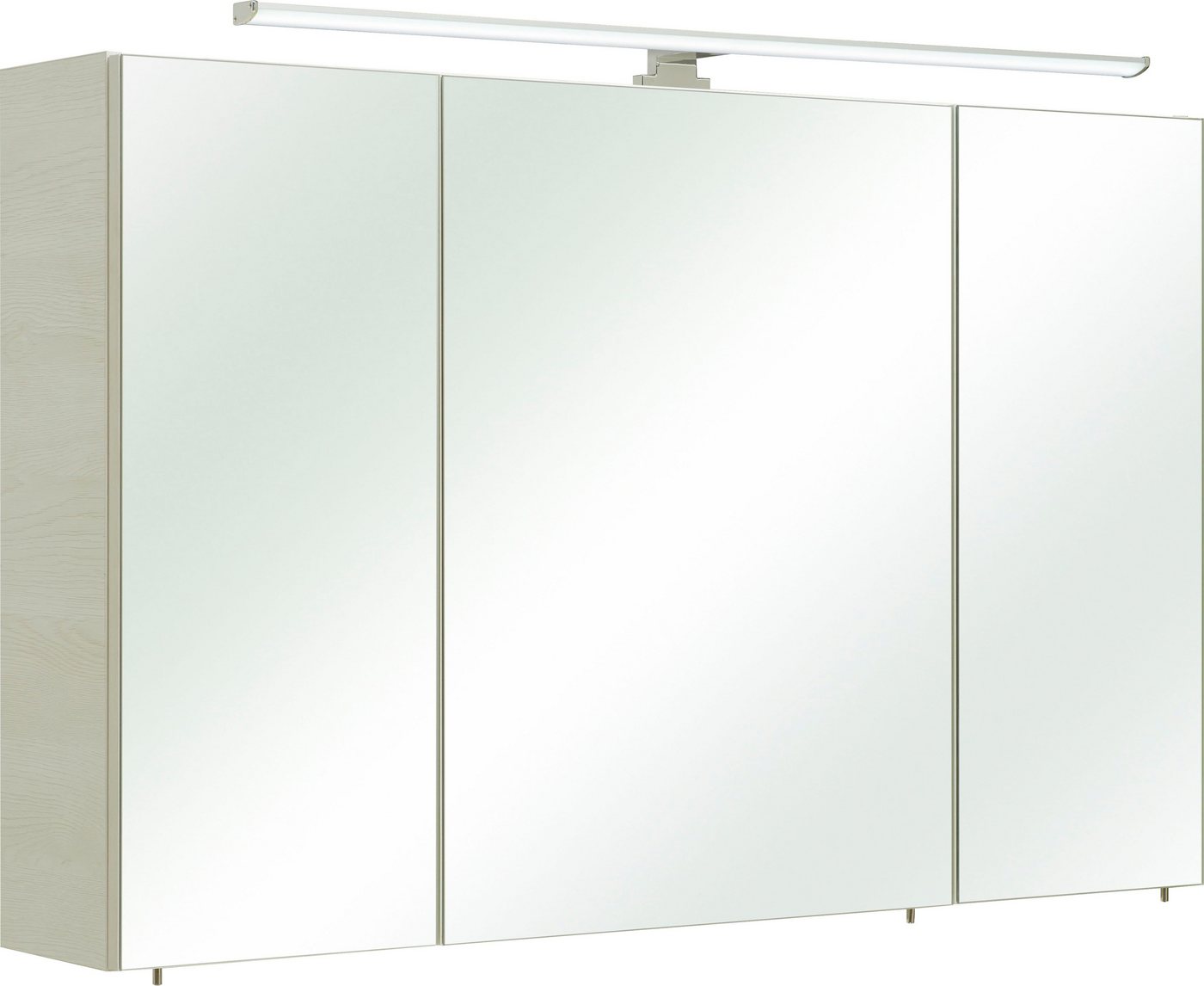 Saphir Spiegelschrank Quickset Badezimmer-Spiegelschrank inkl LED-Aufsatzleuchte 110 cm breit, inkl. Türdämpfer, 3 Spiegeltüren, mit Steckdose von Saphir