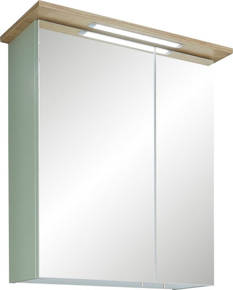 Saphir Spiegelschrank Quickset 963 Badschrank, 2 Spiegeltüren, 2 Einlegeböden, 60 cm breit inkl. LED-Beleuchtung, Türdämpfer, Schalter-/Steckdosenkombination von Saphir