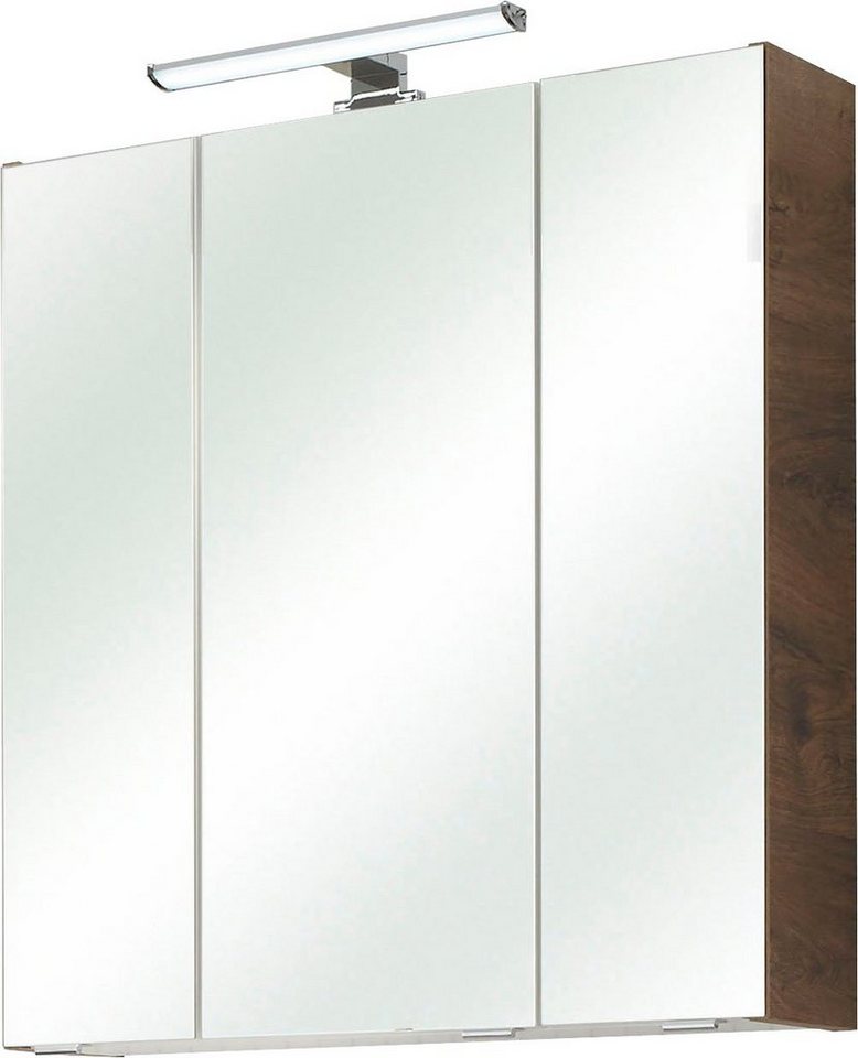 Saphir Spiegelschrank Quickset Badschrank, 3 Spiegeltüren, 6 Einlegeböden, 65 cm breit inkl. LED-Beleuchtung, Türdämpfer, Schalter-/Steckdosenkombination von Saphir