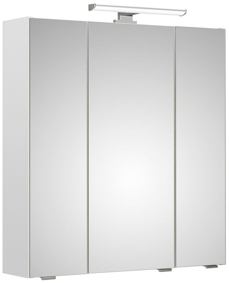 Saphir Spiegelschrank Quickset Badschrank, 3 Spiegeltüren, 6 Einlegeböden, 65 cm breit inkl. LED-Beleuchtung, Türdämpfer, Schalter-/Steckdosenkombination von Saphir