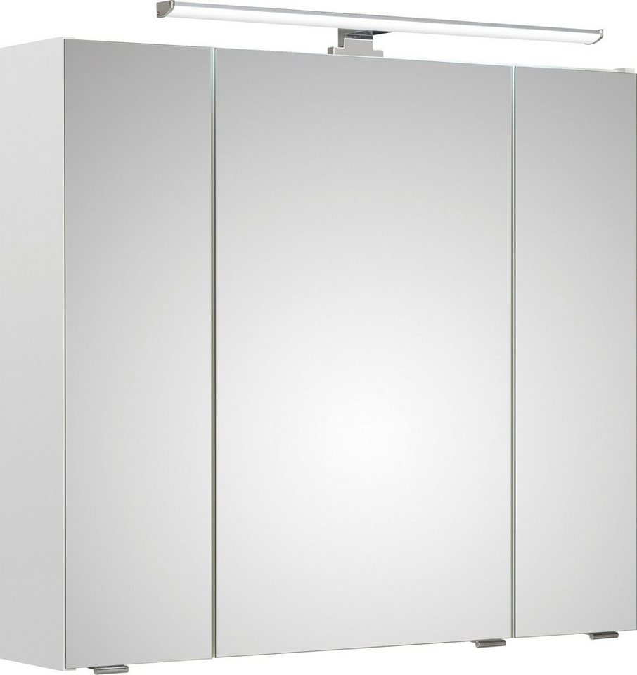 Saphir Spiegelschrank Quickset Badschrank, 3 Spiegeltüren, 6 Einlegeböden, 80 cm breit inkl. LED-Beleuchtung, Türdämpfer, Schalter-/Steckdosenkombination Saphir Spiegelschrank Quickset Badschrank, 3 Spiegeltüren, 6 Einlegeböden, 80 cm breit inkl. LED-Beleuchtung, Türdämpfer, Schalter-/Steckdosenkombination von Saphir