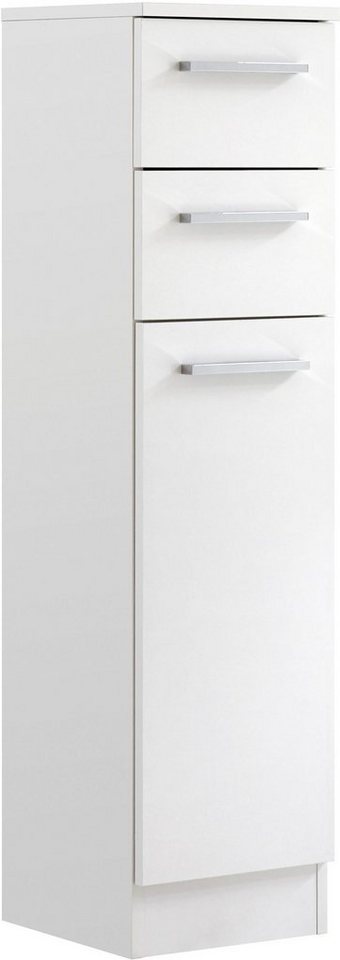 Saphir Unterschrank Quickset 335 Badschrank, 1 Wäschekippe, 2 Schubladen, 30 cm breit Badezimmer-Unterschrank, Weiß Glanz, Griffe in Chrom Glanz von Saphir