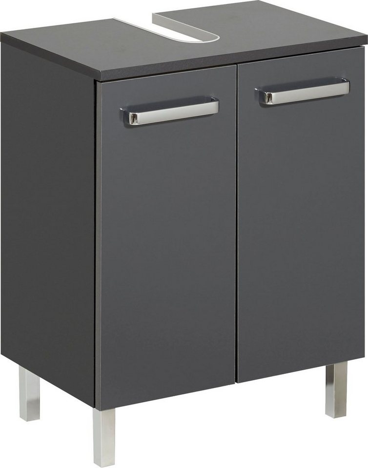 Saphir Waschbeckenunterschrank Quickset Unterbeckenschrank mit 2 Türen, 50 cm breit, ohne Waschbecken Waschbeckenschrank inkl. Türdämpfer, Griffe in Chrom Glanz von Saphir