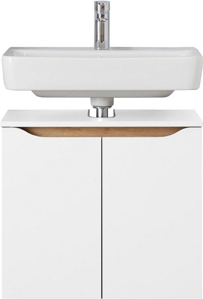 Saphir Waschbeckenunterschrank Quickset Unterbeckenschrank, 60 cm breit, 2 Türen Waschbeckenschrank mit Siphonausschnitt, ohne Waschbecken, grifflos von Saphir
