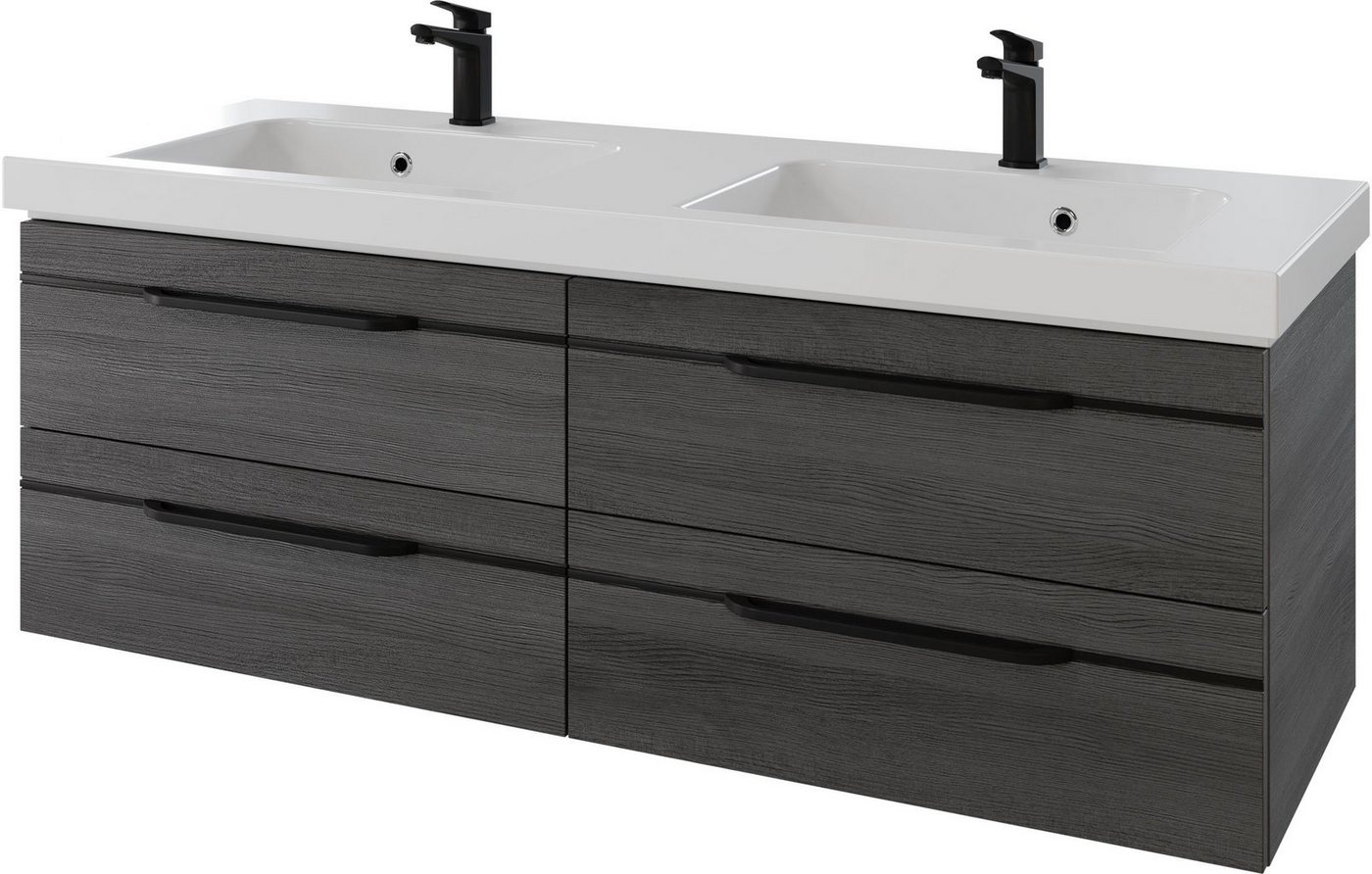 Saphir Waschtisch Serie Balto Mineralmarmor-Waschtisch mit Unterschrank, 147,8 cm breit (2-St), Doppel-Waschplatz mit 4 Schubladen, in verschiedene Ausführungen von Saphir