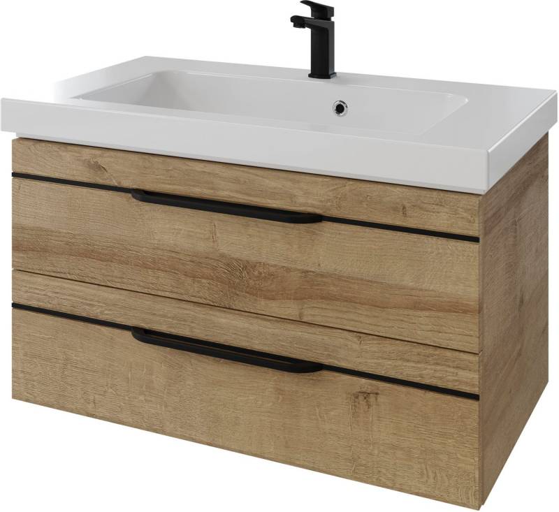 Saphir Waschtisch Serie Balto Mineralmarmor-Waschtisch mit Unterschrank, 92 cm breit (2-St), Waschplatz mit 2 Schubladen, Badschrank in verschiedenen Ausführungen von Saphir