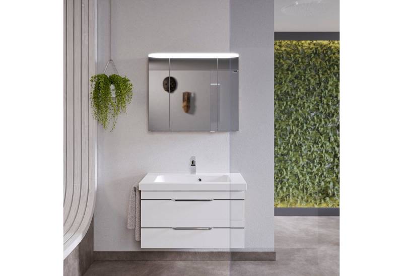 Saphir Waschtisch Serie Balto Mineralmarmor-Waschtisch mit Unterschrank, 92 cm breit (2-St), Waschplatz mit 2 Schubladen, Badschrank in verschiedenen Ausführungen von Saphir