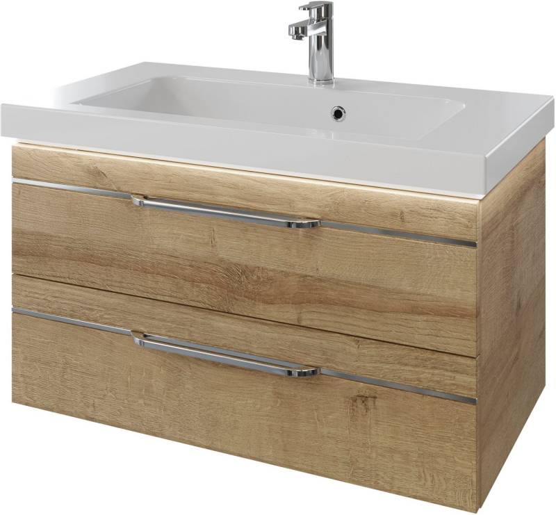 Saphir Waschtisch Serie Balto Mineralmarmor-Waschtisch mit Unterschrank, 92 cm breit (2-St), Waschplatz mit 2 Schubladen, Badschrank in verschiedenen Ausführungen von Saphir
