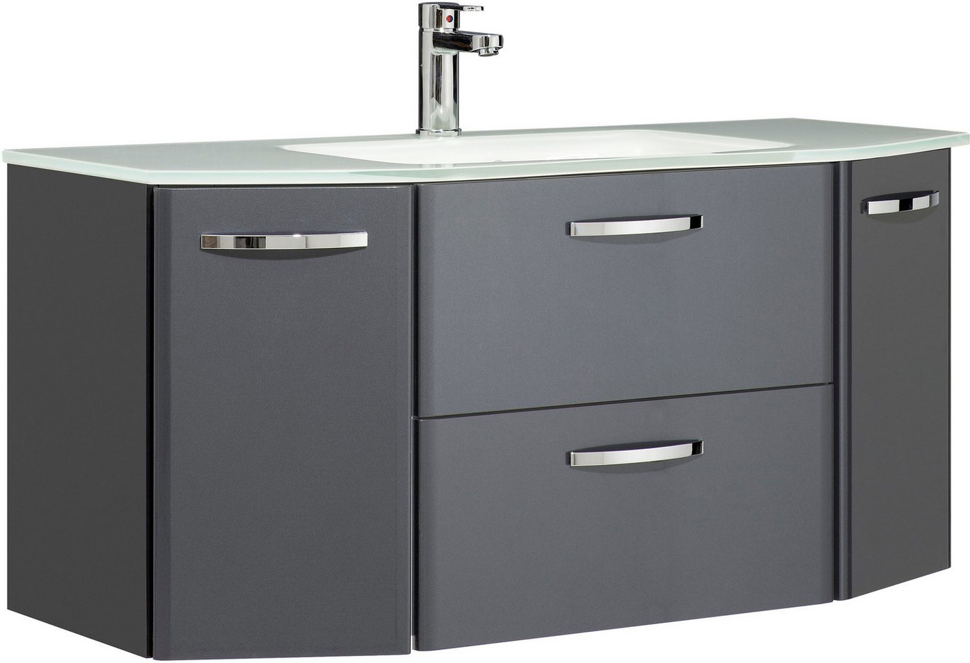 Saphir Waschtisch Quickset 327 Waschtisch mit Unterschrank, inkl Türdämpfer, Anthrazit Hochglanz, Waschplatz mit 2 Türen, 1 Klappe, 1 Auszug Saphir Waschtisch Quickset 327 Waschtisch mit Unterschrank, inkl Türdämpfer, Anthrazit Hochglanz, Waschplatz mit 2 Türen, 1 Klappe, 1 Auszug von Saphir