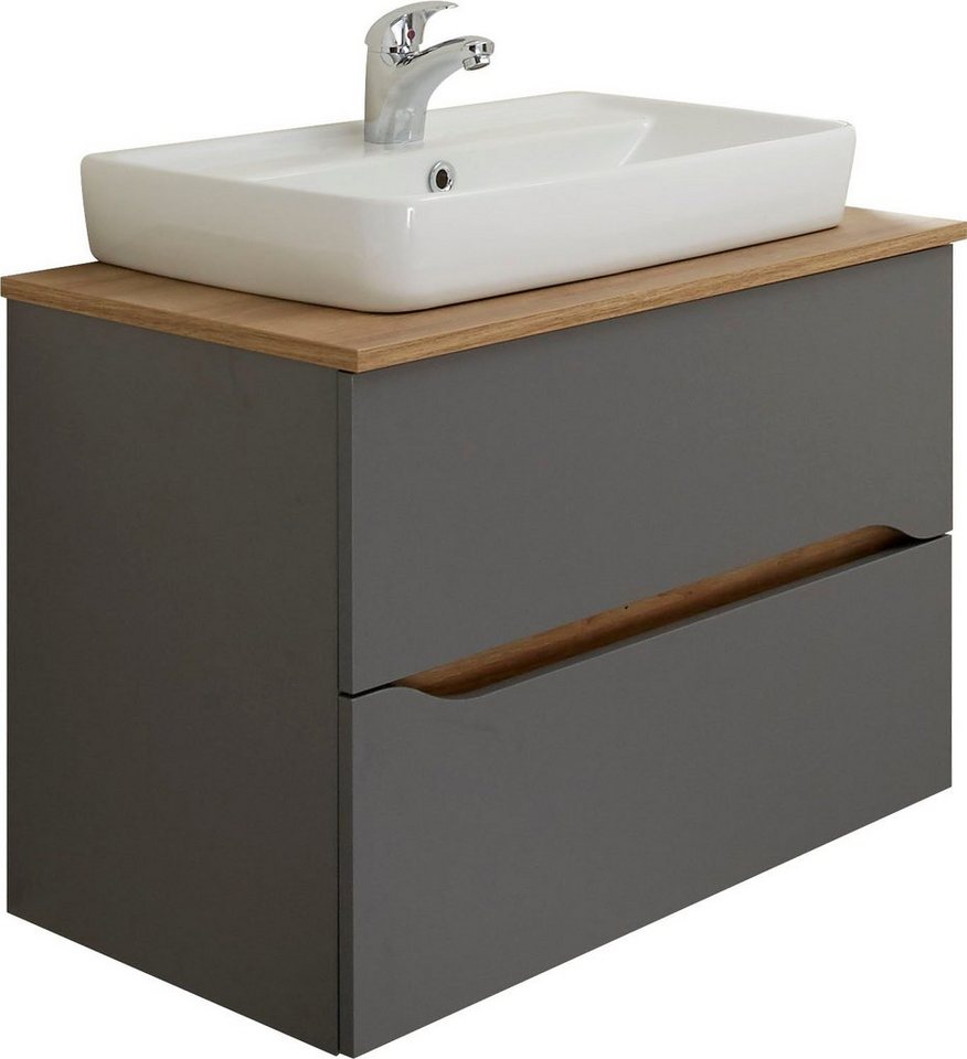 Saphir Waschtisch Quickset Keramik-Aufsatzbecken mit Unterschrank, 73 cm breit, Waschplatz, Unterschrank mit Waschbecken, 2 Schubladen, grifflos Saphir Waschtisch Quickset Keramik-Aufsatzbecken mit Unterschrank, 73 cm breit, Waschplatz, Unterschrank mit Waschbecken, 2 Schubladen, grifflos von Saphir