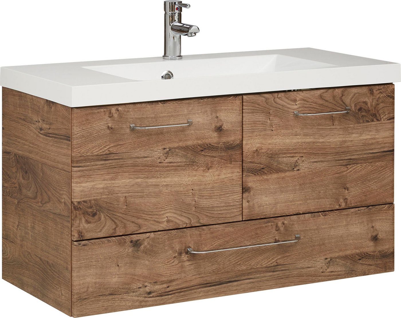 Saphir Waschtisch Quickset Mineralmarmor-Waschtisch mit Unterschrank, 99 cm breit, Wachplatz, Griffe Chrom Glanz, inkl. Türdämpfer, 2 Türen, 1 Schublade Saphir Waschtisch Quickset Mineralmarmor-Waschtisch mit Unterschrank, 99 cm breit, Wachplatz, Griffe Chrom Glanz, inkl. Türdämpfer, 2 Türen, 1 Schublade von Saphir