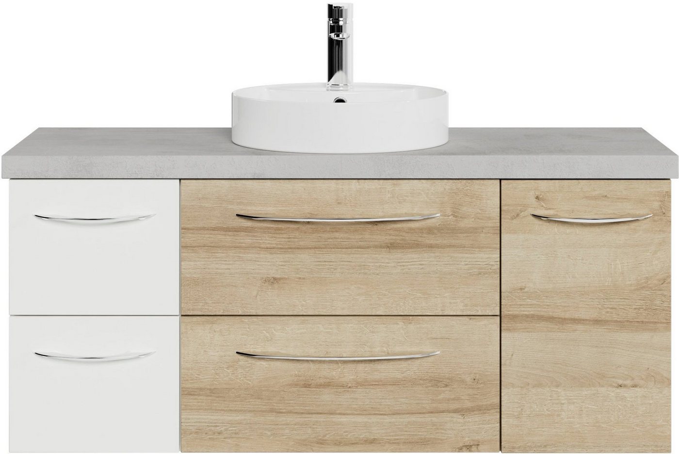 Saphir Waschtisch Serie 4035 Keramik-Aufsatzbecken mit Unterschrank, 118 cm breit, Waschplatz, 4 Schubladen, 1 Tür, inkl. Türdämpfer, Griff Chrom Glanz Saphir Waschtisch Serie 4035 Keramik-Aufsatzbecken mit Unterschrank, 118 cm breit, Waschplatz, 4 Schubladen, 1 Tür, inkl. Türdämpfer, Griff Chrom Glanz von Saphir