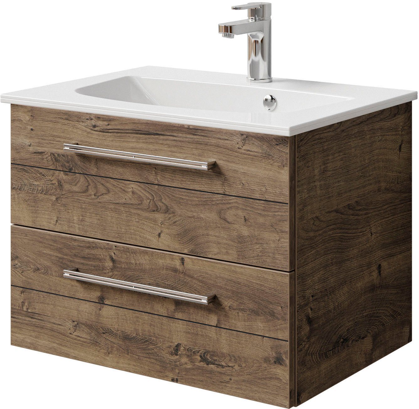 Saphir Waschtisch Serie 6025 Mineralmarmor-Waschtisch mit Unterschrank, 67 cm breit (2-St), Waschplatz mit 2 Schubladen, hängend, verschiedene Ausführungen von Saphir
