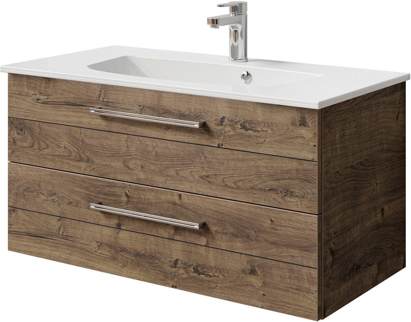 Saphir Waschtisch Serie 6025 Mineralmarmor-Waschtisch mit Unterschrank, 97 cm breit (2-St), Waschplatz mit 2 Schubladen, hängend, verschiedene Ausführungen von Saphir