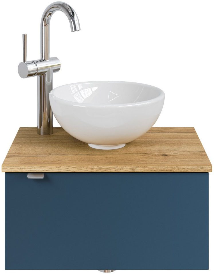 Saphir Waschtisch Serie 6915 Waschschale mit Unterschrank für Gästebad, Gäste WC (3-St., Keramik-Aufsatzbecken, Waschtischplatte, Waschtischunterschrank), 51 cm mit Keramik-Aufsatzbecken und 1 Tür von Saphir