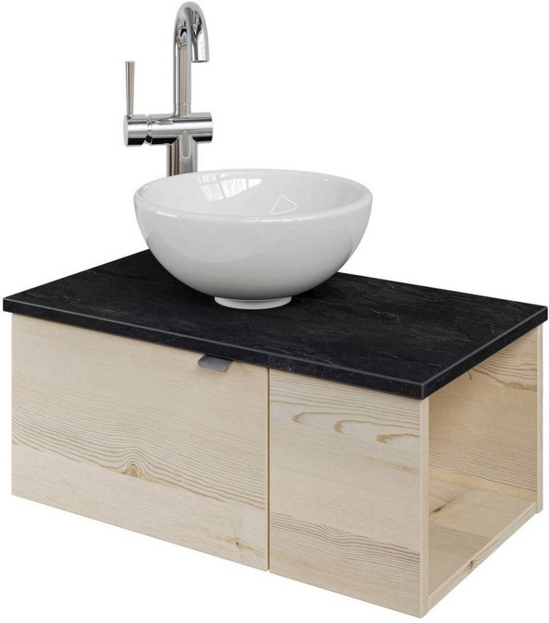 Saphir Waschtisch Serie 6915 Waschschale mit Unterschrank für Gästebad, Gäste WC (3-St., Keramik-Aufsatzbecken, Waschtischplatte, Waschtischunterschrank), 61 cm mit Keramik-Aufsatzbecken, 2 Türen und 1 Fach von Saphir