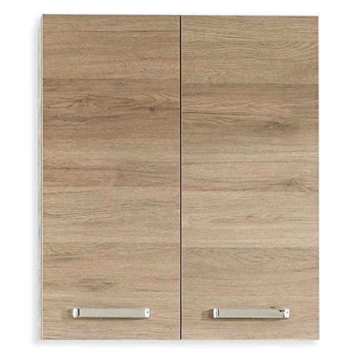 Pelipal Badezimmer Hängeschrank Quickset 313 in Sanremo Eiche Terra quer Nachbildung, 60 cm breit | Bad Wandschrank mit 2 Türen und 2 Einlegeböden von Pelipal