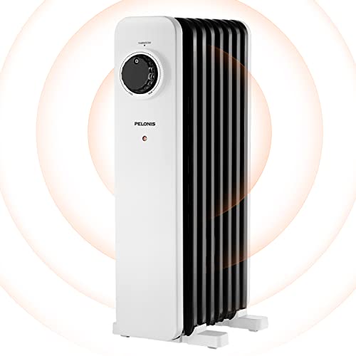 PELONIS Ölradiator 1500W mit 7 Rippen, Ölradiator Energiesparend mit 3 Leistungsstufen und Thermostat, Elektrische Ölheizung mit Umkipp- & Überhitzungsschutz - Weiß von Pelonis