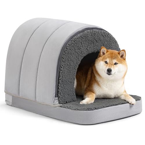 Pelzin Orthopädisches Indoor-Hundehaus - Hundeschlafhaus mit Eierkarton-Schaum, wasserdichter Innenhülle & rutschfestem Boden, Geeignet für mittelgroße Rassen, passt zu 77cm Boxen (74x46cm), Holzkohle Pelzin Orthopädisches Indoor-Hundehaus - Hundeschlafhaus mit Eierkarton-Schaum, wasserdichter Innenhülle & rutschfestem Boden, Geeignet für mittelgroße Rassen, passt zu 77cm Boxen (74x46cm), Holzkohle von PELZIN