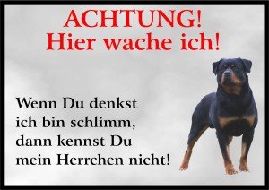 INDIGOS UG - Achtung/Fun Schild - Rottweiler Türschild Türschild A4 ca. 30x21 cm 3mm PVC - Türschild für Käfig, Zwinger, Haustier, Tür, Tier, Aquarium von PEMA