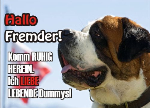 PEMA INDIGOS UG - Türschild FunSchild - SE312 DIN A4 Achtung Hund BERNHARDIN?ER - für Käfig, Zwinger, Haustier, Tür, Tier, Aquarium - aus hochwertigem Alu-Dibond beschriftet sehr stabil von PEMA