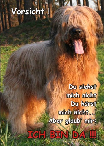 PEMA INDIGOS UG - Türschild FunSchild - SE357 DIN A5 Achtung Hund Briard - für Käfig, Zwinger, Haustier, Tür, Tier, Aquarium - aus hochwertigem Alu-Dibond beschriftet sehr stabil von PEMA