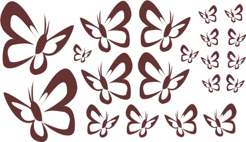 Pema Wandtattoo W521 20 Schmetterlingen Wandtattoo – Wandbild Druck auf, braun, 20x20,14x14,9x9,5x5 cm von PEMA