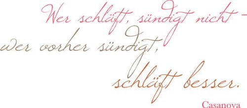 WANDTATTOO DW046 mehrfarbig Spruch, Wer schläft sündigt nicht 60 x 26 cm von PEMA
