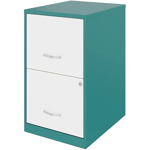 Pemberly Row Moderner Aktenschrank aus Metall mit 2 Schubladen, 45,7 cm, Blaugrün/Weiß von PEMBERLY ROW