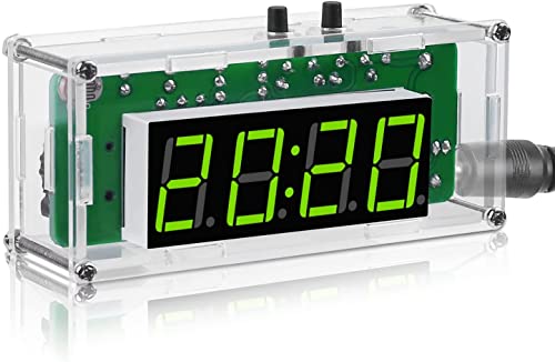 PEMENOL 4-stellige Digitale DIY-Uhr-Bausätze mit Acrylschale TJ-56-428, Wecker Löten Praxis-Kit für Anfänger,Studenten und Heimwerker, zum Erlernen der Elektronik von PEMENOL