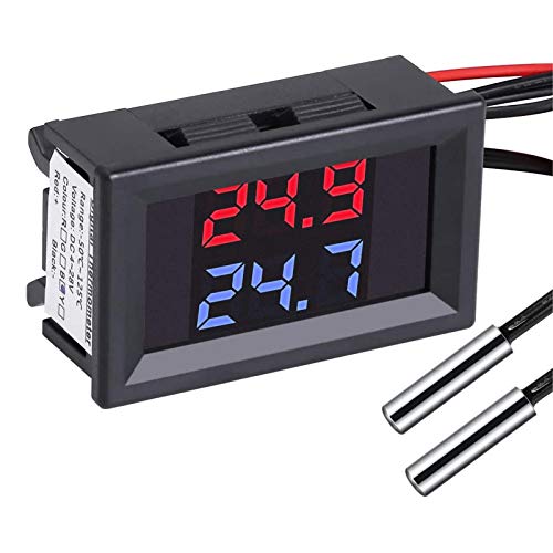PEMENOL DC4-28V Rot + Blau Dual Display-Digital-Thermometer mit NTC Wasserdichtem Metallfühler-Temperatursensor PEMENOL DC4-28V Rot + Blau Dual Display-Digital-Thermometer mit NTC Wasserdichtem Metallfühler-Temperatursensor von PEMENOL