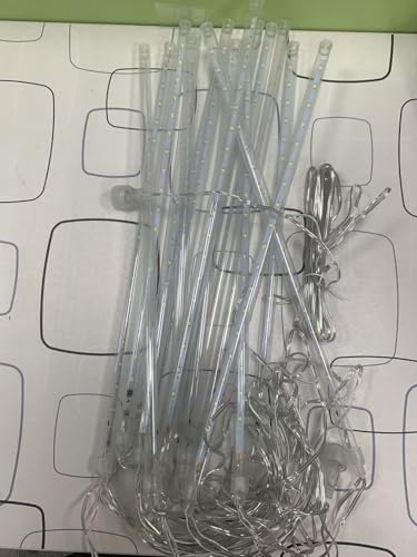 PEMOTech Weihnachtsbeleuchtung Außen,24 Röhren 30 CM 576 LEDs eiszapfen lichterkette außen,Wasserdichte Fallende Regen Lichter für Weihnachten HalloweenWeihnachtsbaum, Weihnachtsdeko Aussen,WarmesWeiß von PEMOTech