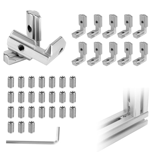12 Stk T-Nut Innenwinkel M6 Nutensteine T Nut Schiene 4040 Nut M6 Alu Winkel,L-Form Aluprofil Verbinder mit Schrauben Winkelschiene für Aluschiene C Aluprofil-Extrusionsschlitz EU Standard-40-Serie von PENCHUAN