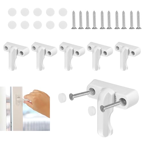 6 Stück Fenstersicherung Weiß Fensterschloss Einbruchschutz Fenster Kindersicherung Fensterriegel mit Schrauben, Fenster Zusatzverriegelung Schwenkriegel Fensterschlösser für Fenster Tür Balkon von PENCHUAN