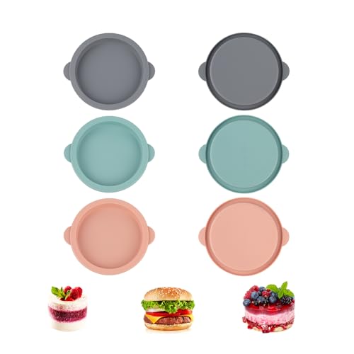 6 Stück Silikon Backformen 14 cm Rund, Schichtkuchen Kuchenformen,tortenboden backform,Antihaft Silikon Kuchenform,Regenbogenkuchen Backform,für Schichtkuchen, Käsekuchen und Regenbogenkuchen von PENCHUAN