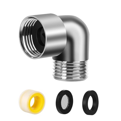 Handbrause Adapter 90 Grad,Duschschlauch Anschluss Adapter mit Unterlegscheiben,Regendusche Duschkopf Adapter,Gelenkstück Duschkopf, Winkelstück für Handbrause Wandbrausen Duschfilteranschluss von PENCHUAN