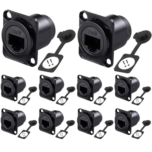 PENGLIN 10PCS D-Type RJ45 CAT6 Coupler, CAT6 RJ45 Einbaubuchse, CAT6/CAT5E/CAT5 Buchse zu Buchse Ethernet LAN Netzwerk Bulkhead Durchgangsbuchse von PENGLIN
