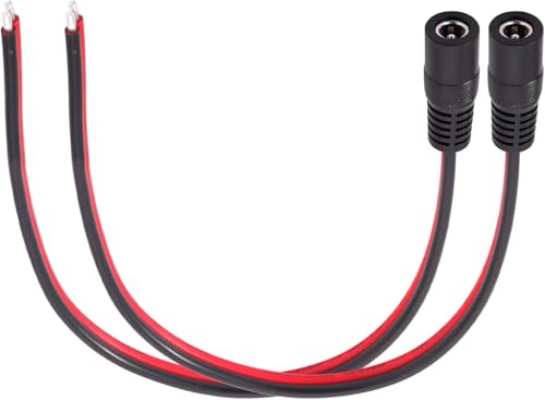 PENGLIN 2 STÜCK 30CM 14AWG DC 20A Power Pigtail Kabel, 5.5mm x 2.1mm Buchse auf 2-adriges blankes Kabel mit offenem Ende Reparaturkabel für CCTV Kamera,DC 5521 Weibliche Verlängerungskabel von PENGLIN