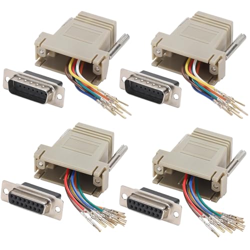 PENGLIN 2 Stück DB15 Stecker und 2 Stück DB15 Buchse zu RJ45 Netzwerk Ethernet Modular Adapter, DB15 zu RJ45 8P8C Buchse Serial Adapter PENGLIN 2 Stück DB15 Stecker und 2 Stück DB15 Buchse zu RJ45 Netzwerk Ethernet Modular Adapter, DB15 zu RJ45 8P8C Buchse Serial Adapter von PENGLIN
