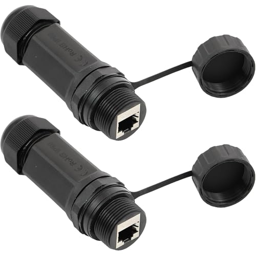 PENGLIN 2 Stück M25 RJ45 CAT6A Geschirmte Einbaubuchse,IP68 Wasserdichter CAT6A 8P8C Buchse zu Buchse Panel Mount Adapter,Kompatibel mit CAT6A/CAT6/CAT5E/CAT5 Kabel Ethernet LAN Adapter von PENGLIN