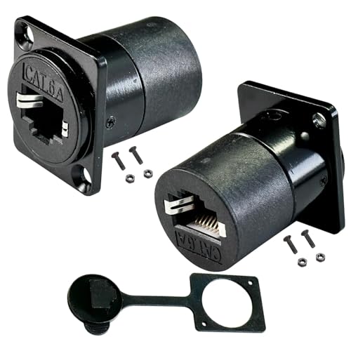 PENGLIN 2 Stück RJ45 CAT6A Geschirmte Panel Mount Adapter,RJ45 CAT6A 8P8C Buchse auf Buchse Einbaubuchse,CAT6A/CAT6/CAT5E/CAT5 Ethernet Durchgangsbuchse Netzwerkdose von PENGLIN