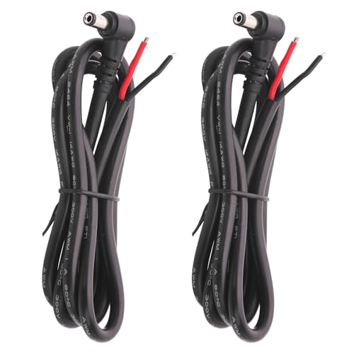 PENGLIN 2 x 14 AWG rechtwinklige DC-Strom-Pigtail-Kabel, 5,5 mm x 2,1 mm Klinkenstecker auf blankes Kabel, offenes Ende, Reparaturkabel für Überwachungskamera, DVR, LED-Streifen, Netzteil, Ersatz von PENGLIN
