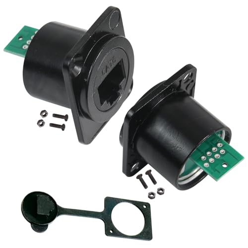 PENGLIN 2 x D-Typ-RJ45-Steckverbinder mit Leiterplatte, CAT6-Buchse auf Buchse, Schott-Verlängerungsschnittstellen-Adapter von PENGLIN