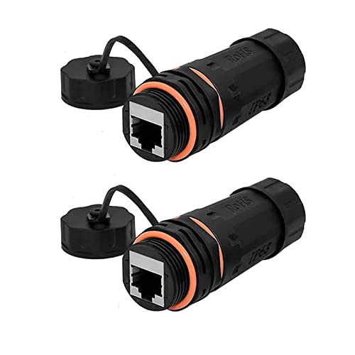 PENGLIN 2PCS Abgeschirmter RJ45 CAT6A Wasserdichter Einbaustecker IP68 Cat5/5e/6 8P8C Ethernet LAN Kabel Koppler Buchse zu Buchse Outdoor Netzwerk Adapter von PENGLIN