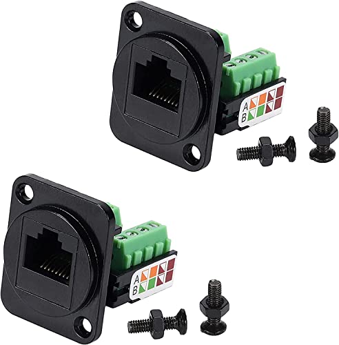 PENGLIN 2PCS RJ45 Buchse für Schalttafelmontage Schraubklemmenadapter, D-Typ RJ45 8P8C Buchse zu 8pin Terminal für Cat5e LAN Netzwerk Bulkhead Koppler von PENGLIN