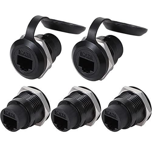 PENGLIN 5 STÜCK RJ45 CAT6 Einbaustecker, Cat6 8P8C Ethernet LAN Durchgangskabel Koppler Buchse zu Buchse Verlängerungsadapter mit wasserdichter/Staubkappe PENGLIN 5 STÜCK RJ45 CAT6 Einbaustecker, Cat6 8P8C Ethernet LAN Durchgangskabel Koppler Buchse zu Buchse Verlängerungsadapter mit wasserdichter/Staubkappe von PENGLIN