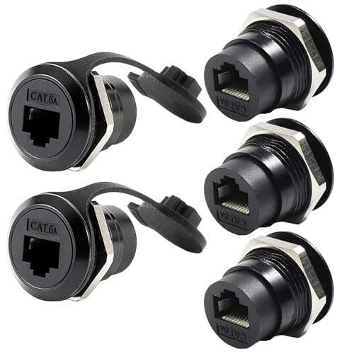 PENGLIN 5 Stück RJ45 CAT6A Geschirmte Buchse zu Buchse Adapter,RJ45 8P8C Cat5/5e/6/6A 8P8C Ethernet LAN Einbaubuchse, RJ45 CAT6A Panel Mount Adapter von PENGLIN